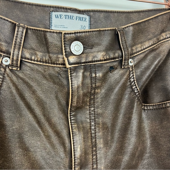 FREE PEOPLE WE THE FREE MISHA VEGAN PANTS FAUX LEATHER SIZE 30 IN BROWN - Picture 15 of 16